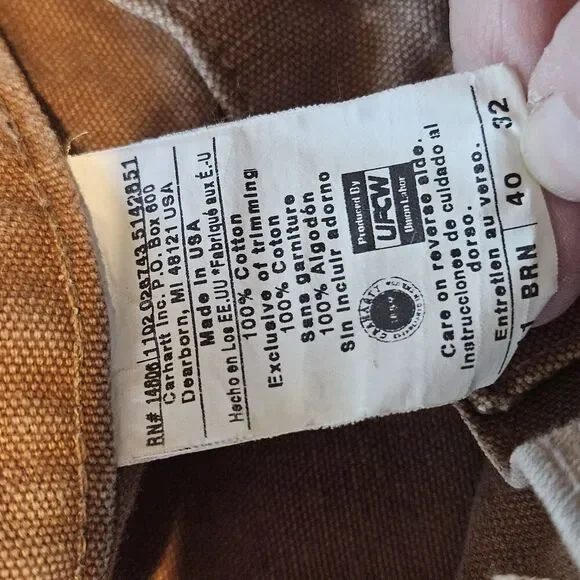 Carhartt Pants Mens 40x32 B11 BRN Brown Carpenter Duck Canvas Workwear Made USA - Picture 7 of 7
